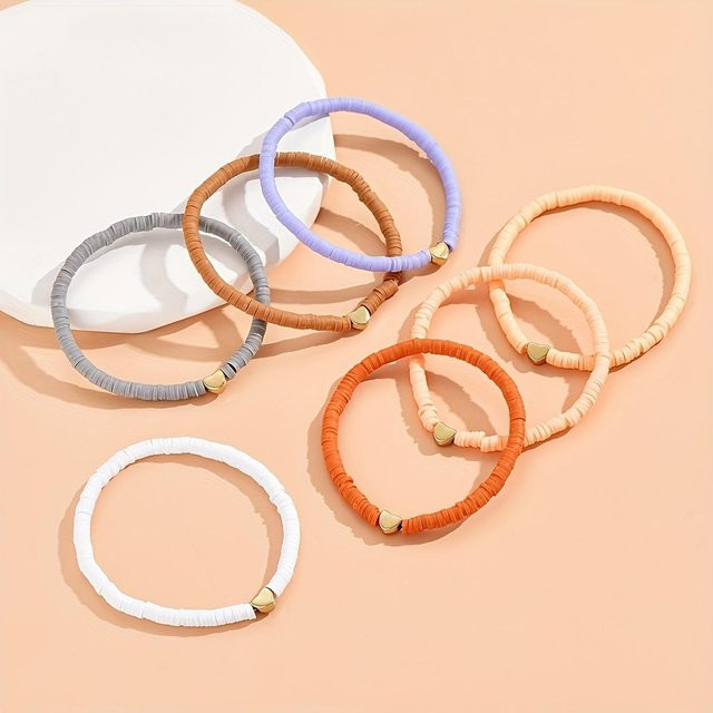 Schmuck-Set 7-teiliges Perlenarmband, Weichen Lehm, Weiß, Damen - Bild 1