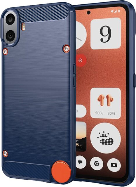 Techsuit Schutzhülle für Nothing CMF Phone 1 in Blau mit Carbon-Optik - Bild 1