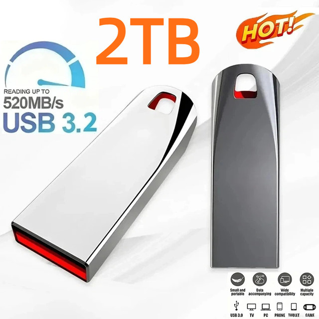 BMAD USB 3.2 Highspeed USB-Stick 2TB Metall Gehäuse Silber Wasserdicht - Bild 1