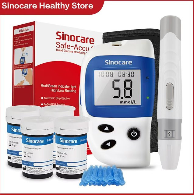 Sinocare Safe Accu 2 Blutzuckermessgerät Glucometer-Set in Weiß - Bild 1