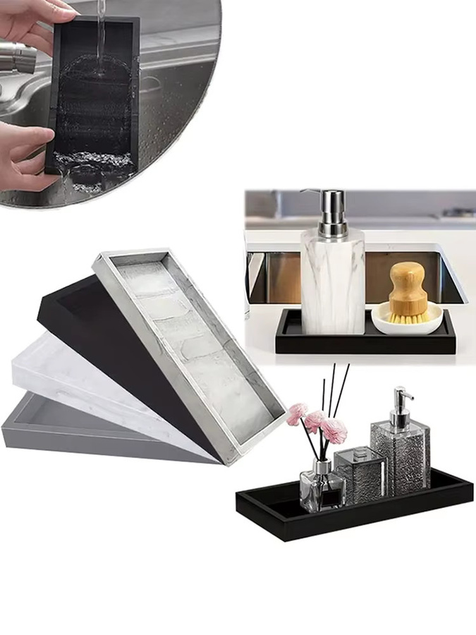 Silikon-Aromatherapie-Tablett in Schwarz mit Marmor-Optik als Aufbewahrungsbox für dein Badezimmer - Bild 4