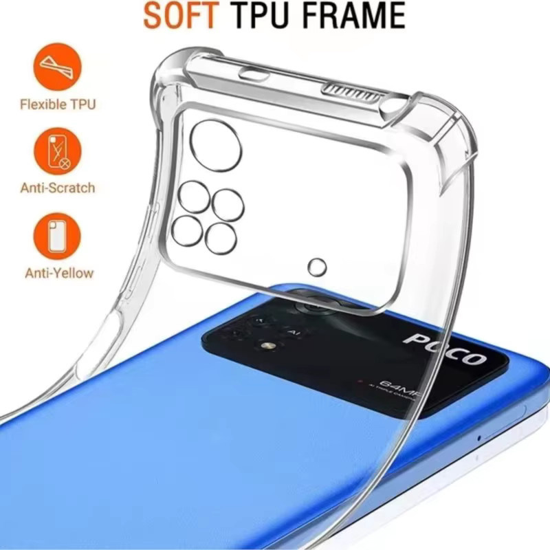 Transparente Silikon Schutzhülle mit Air-Bag Funktion für Xiaomi Poco M4 M5 M6 X3 X4 X5 X6 F3 F4 GT F5 Pro 5G C50 C51 C55 NFC kompatibel - Bild 5
