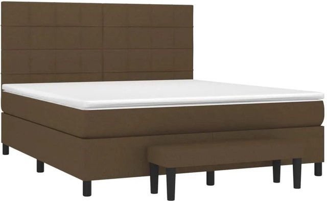 vidaXL Boxspringbett mit Matratze Hybrid-Design in Dunkelbraun und Weiß, B/T/H: 180 x 200 x 123 cm - Bild 1