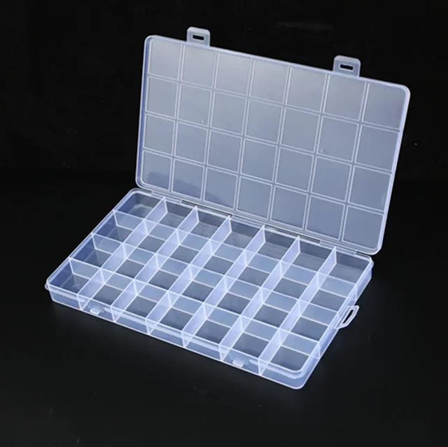 Transparente Schmuckschatulle aus Kunststoff mit 28 Fächern zur Aufbewahrung von Schmuck, Ohrringen und Perlen - Bild 1