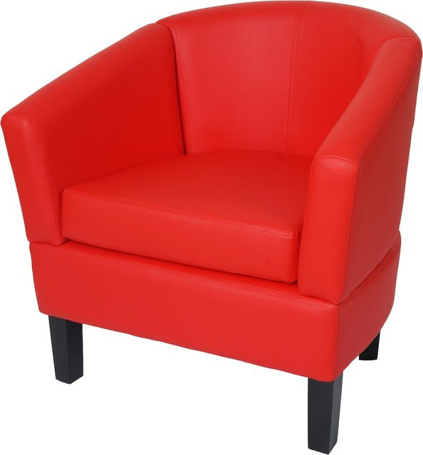 MCW Lounge-Sessel O17 aus Kunstleder in Rot mit Armlehnen und Holzgestell - Bild 1