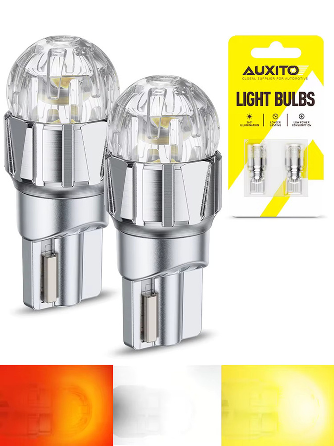AUXITO 2 Stück T10 W5W LED-Glühbirnen Canbus Innenbeleuchtung für Leselampe und Kofferraumlampe, 6500K Weiß Rot Gelb, superhell - Bild 1