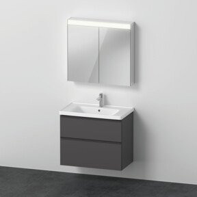 Duravit D-Neo Möbel-Set für das Badezimmer in Graphit Matt mit Waschtisch-Unterbau und Spiegelschrank Universal inklusive LED-Beleuchtung, Breite: 80 cm, Tiefe: 48 cm, Höhe: 2 cm - Bild 1