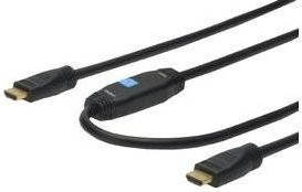 Assmann HDMI High Speed Verbindungskabel Typ A mit Verstärker M/M, Farbe: Schwarz/Gold, Länge: 40,0 m - Bild 1