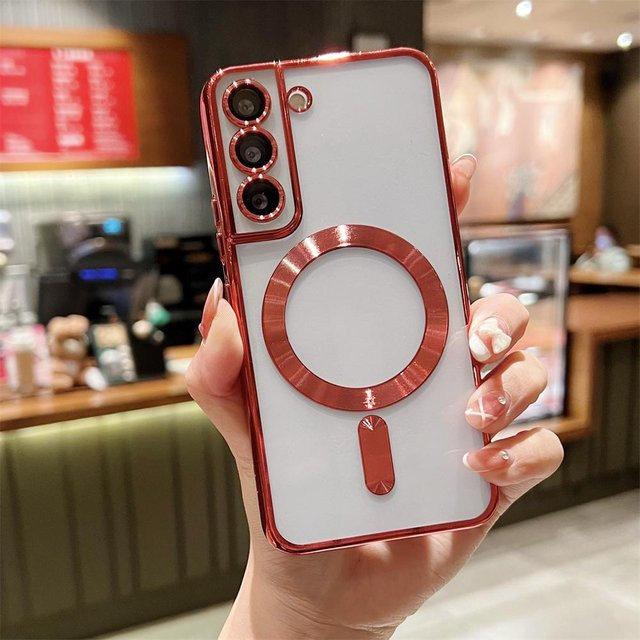 Magnetische Silikon-Schutzhülle für Samsung Galaxy S26 S25 S24 S23 S22 FE Plus Ultra A56 A36 A26 A06 A16 A55 A35 A15 in Transparent und Rot - Bild 1