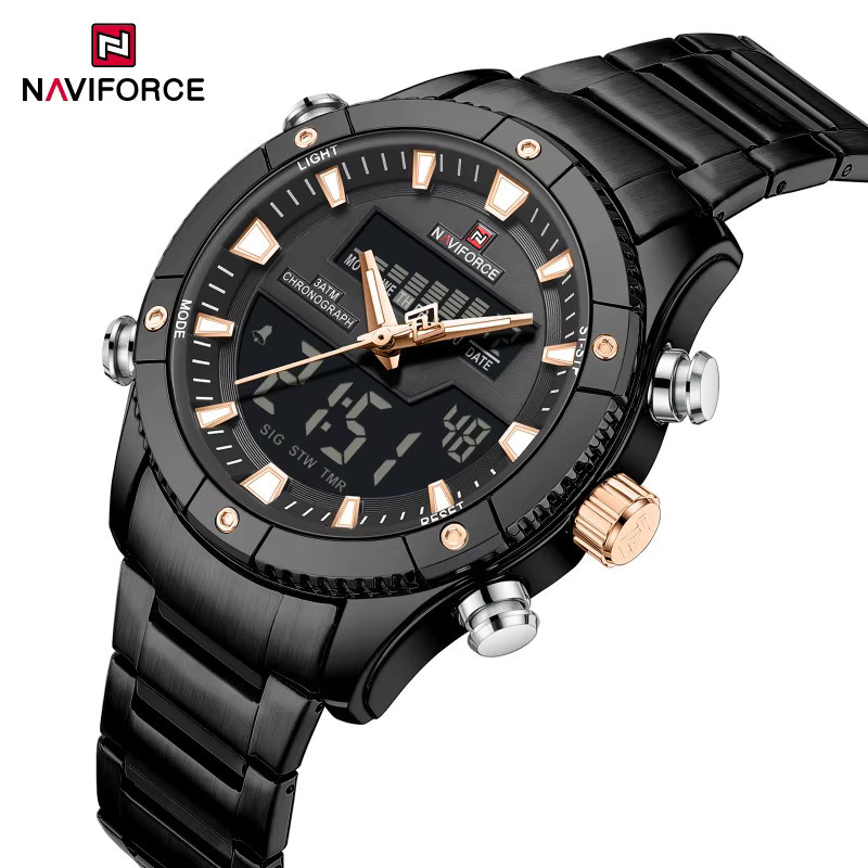 NAVIFORCE Armbanduhr, Chronograph, Quarz, Edelstahl, Schwarz, Herren - Bild 4