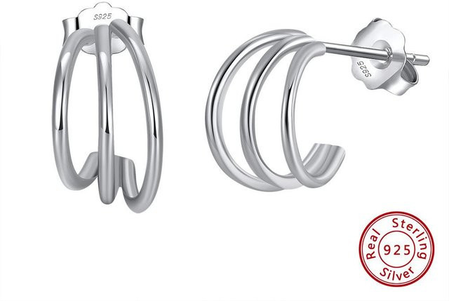 Ohrringe 925 Silber, Gold, Damen - Bild 1