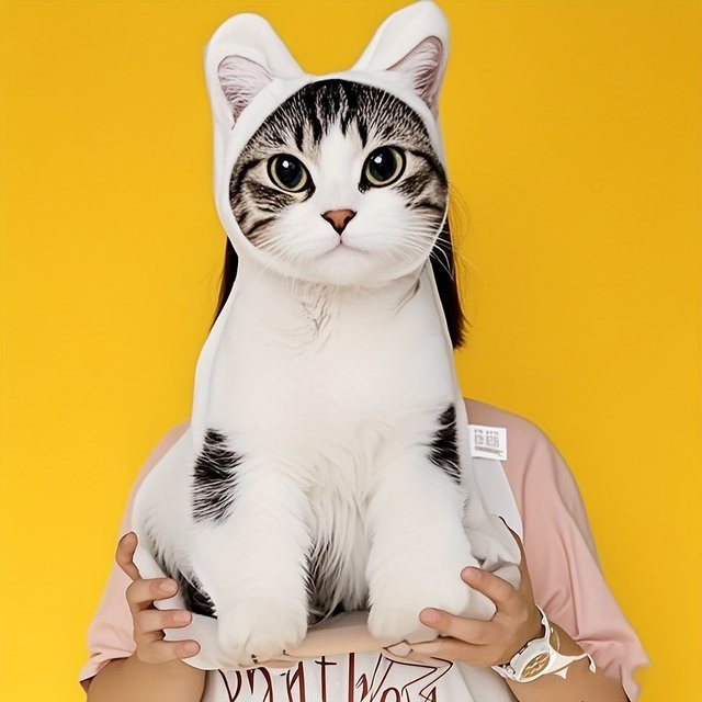 Personalisiertes Katzenfoto-Kissen mit doppelseitigem 3D-Druck in Weiß für Sofa oder Bett - Bild 1