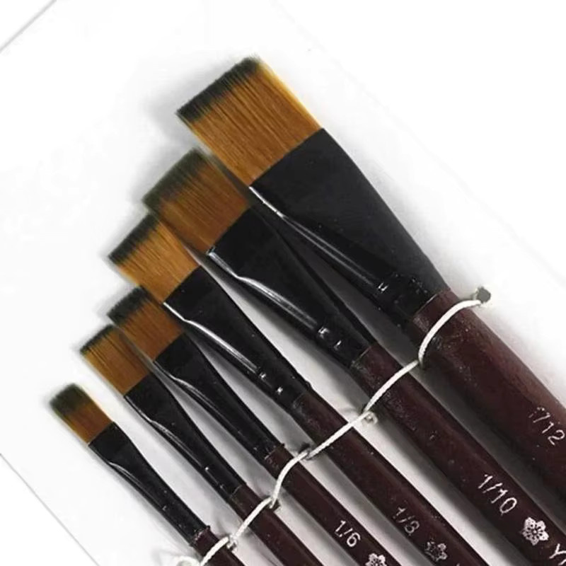 Professionelles 6-teiliges Künstlerpinsel-Set aus Nylon und Wolle für Acryl, Öl und Aquarell - Bild 3