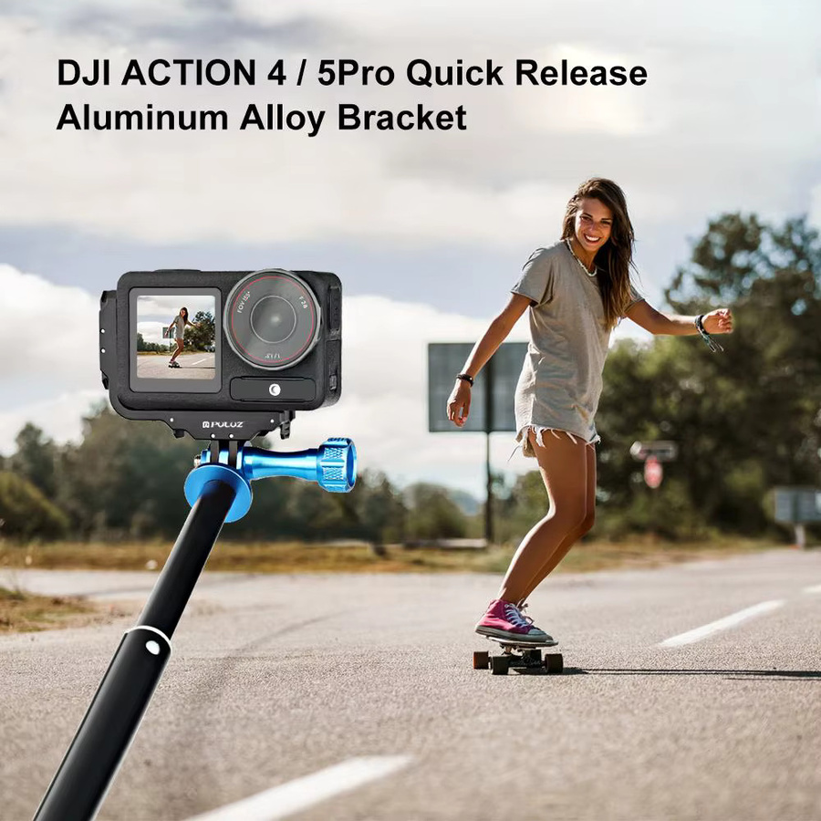 PULUZ L-förmige magnetische Halterung für DJI Osmo Action 5 Pro und Action 4 in Schwarz mit Schnellverschluss und 1/4 Zoll Anschluss für vertikale und horizontale Aufnahmen - Bild 3