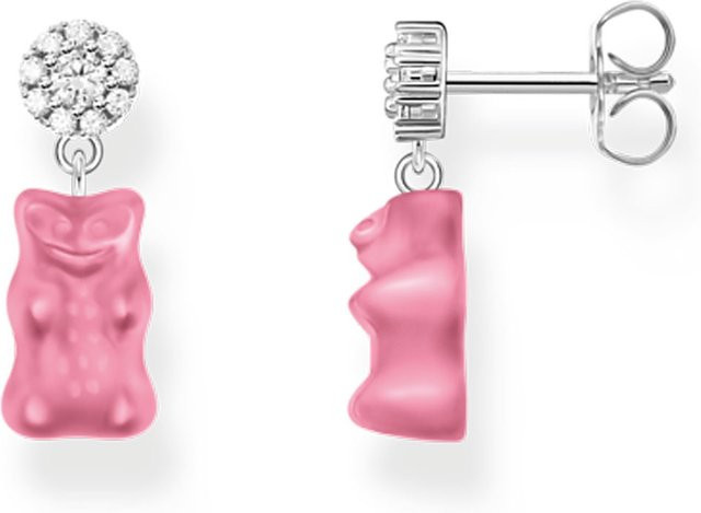 Thomas Sabo Ohrstecker, 925 Silber, pinke Goldbären, Damen - Bild 1