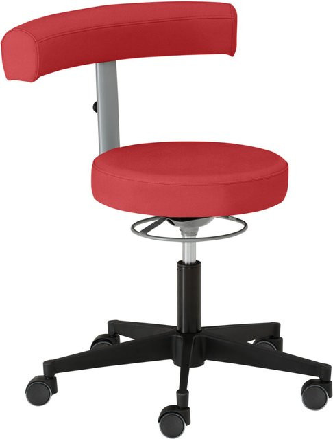Mayer Sitzmöbel Funktionsdrehstuhl als niedriger Drehhocker mit Stoffbezug, Farbe Rot/Schwarz, B/H/T: 62 x 69 x 62 cm - Bild 1
