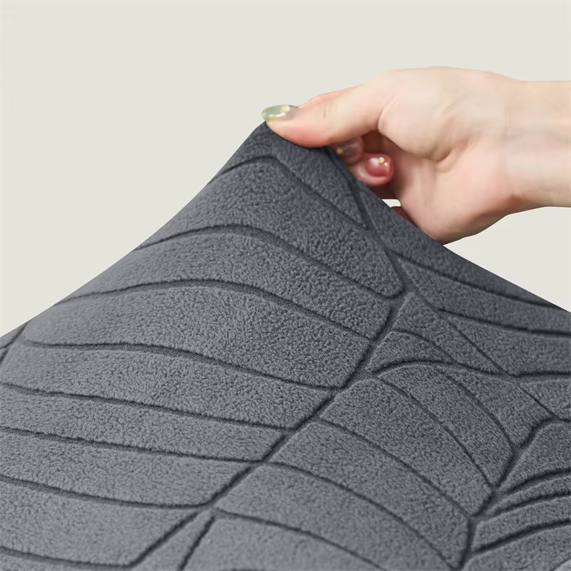 WANERQU Runder Bodenkissenbezug aus Jacquard mit floralem Design in Grau - Bild 2