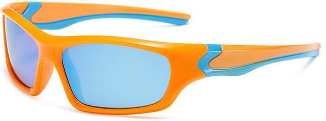 Polarisierte Sportsonnenbrille, Unisex, Vollrand, Wrap, Orange, Kunststoff - Bild 1