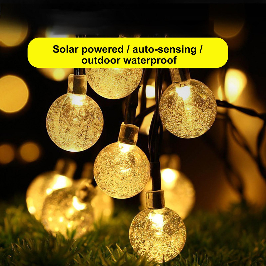 TOMTOP JMS Solar Bubble Ball LED Lichterkette mit 30 bunten Kristallkugeln für den Außenbereich im Garten - Bild 4
