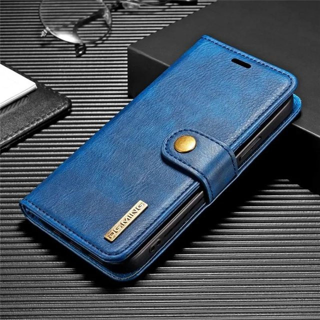 Magnetische Leder-Telefonhülle mit Kartenhalter als Brieftasche für Apple iPhone, Farbe: Blau - Bild 1