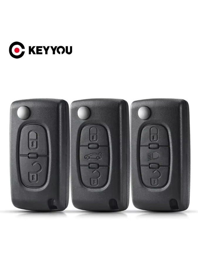 KEYYOU 20 Stück Flip Folding Autoschlüssel Gehäuse für Peugeot 107 206 307 407 408 und Citroen C2 C3 C4 C5, Farbe: Schwarz - Bild 4