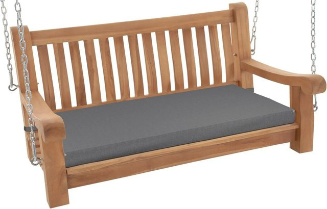 DELUKE MUVER Schaukelbank aus Hartholz in Dunkelgrau mit Sitzkissen, Hängebank für Garten und Veranda, B/T/H: 120 x 70 x 62 cm - Bild 1