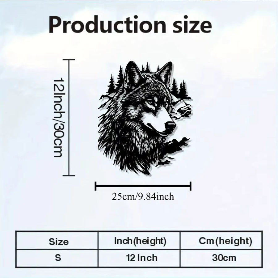 CIFBUY Vintage Wolf 3D Metall-Wandkunst in Schwarz als wetterfeste Außenskulptur für Garten und Zaun - Bild 3