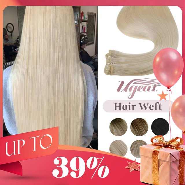 Ugeat Hair Weft Echthaar Remy-Haarverlängerungen, 100 g, Damen - Bild 1