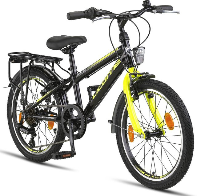 Licorne Bike Carter Premium Mountainbike 20 Zoll Schwarz/Lime - Bild 1