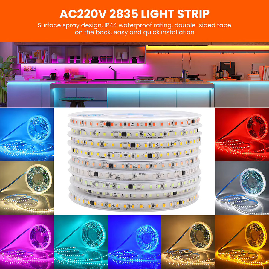 KISUFU RGBIC LED-Lichtstreifen mit IC-Chip, IP55 wasserfest, 120 LEDs/m, 230V, selbstklebend - Bild 2