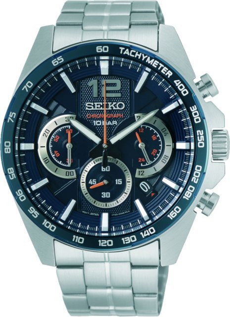 Seiko Chronograph, Quarz, Edelstahl, Blau, 44 mm, Herren - Bild 1