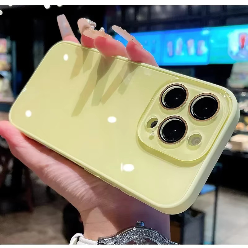 Stoßfeste Hartschalen-Schutzhülle aus gehärtetem Glas mit Silikon-Bumper und Linsenschutz für Apple iPhone in Weiß - Bild 2