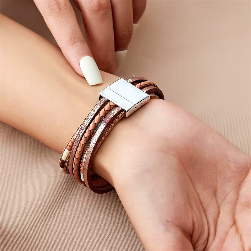 RINHOO FRIENDSHIP Armband, Leder, Bunt, Unisex, Vintage - Bild 3