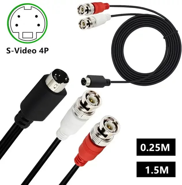 BSN S-Video auf 2 BNC Adapterkabel Schwarz, 4-polig Mini 4p auf BNC männlich und weiblich, Länge: 1,5 m - Bild 1