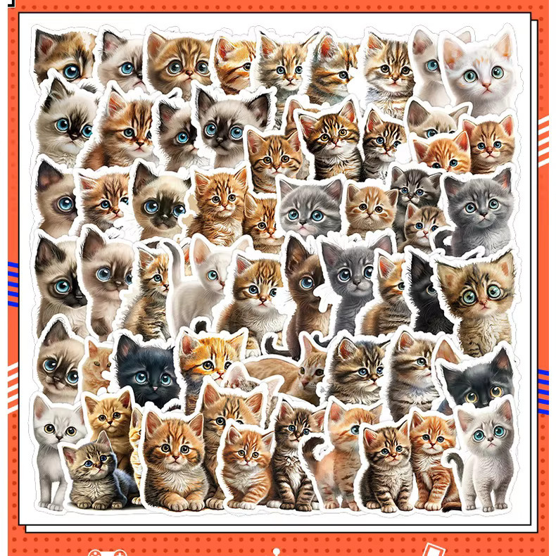 50 Stück Wasserdichte Graffiti Aufkleber mit Katzen-Motiv in Multicolour von BulingBulingStickers Shop - Bild 4