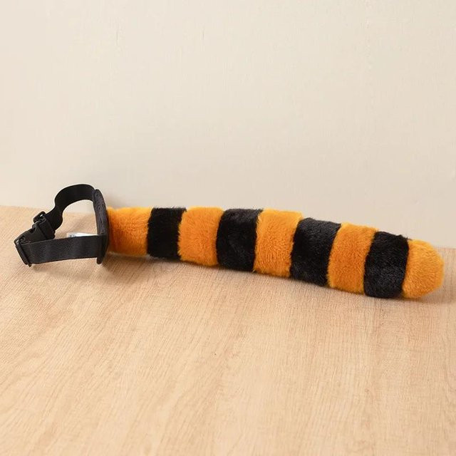 Yiran toy Tier-Schwanz-Plüschtier, Tiger Löwe Leopard Waschbär, 35cm, beige, ab 14 Jahren - Bild 1