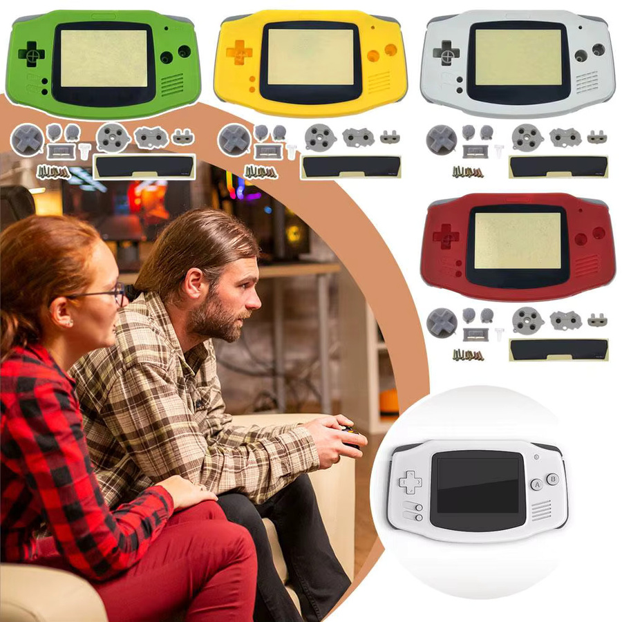 Nintendo Game Boy GBA Ersatzgehäuse-Kit mit Tasten in transparentem Weiß im Retro-Design - Bild 2