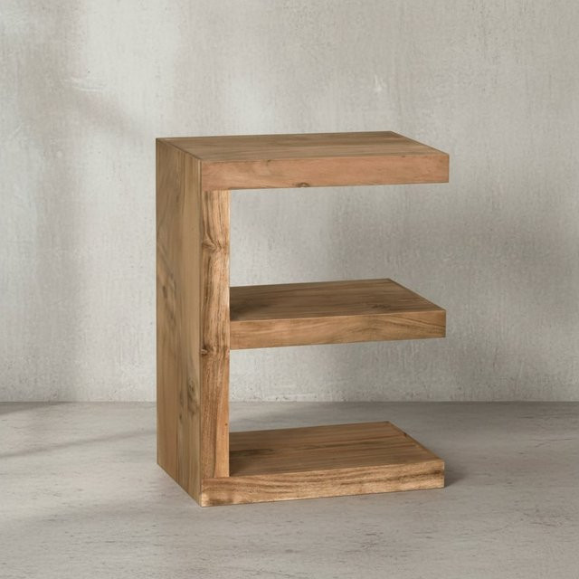 KADIMA DESIGN Beistelltisch E Cube NAKO aus Akazienholz in Braun, B/T/H: 45 x 30 x 60 cm - Bild 1