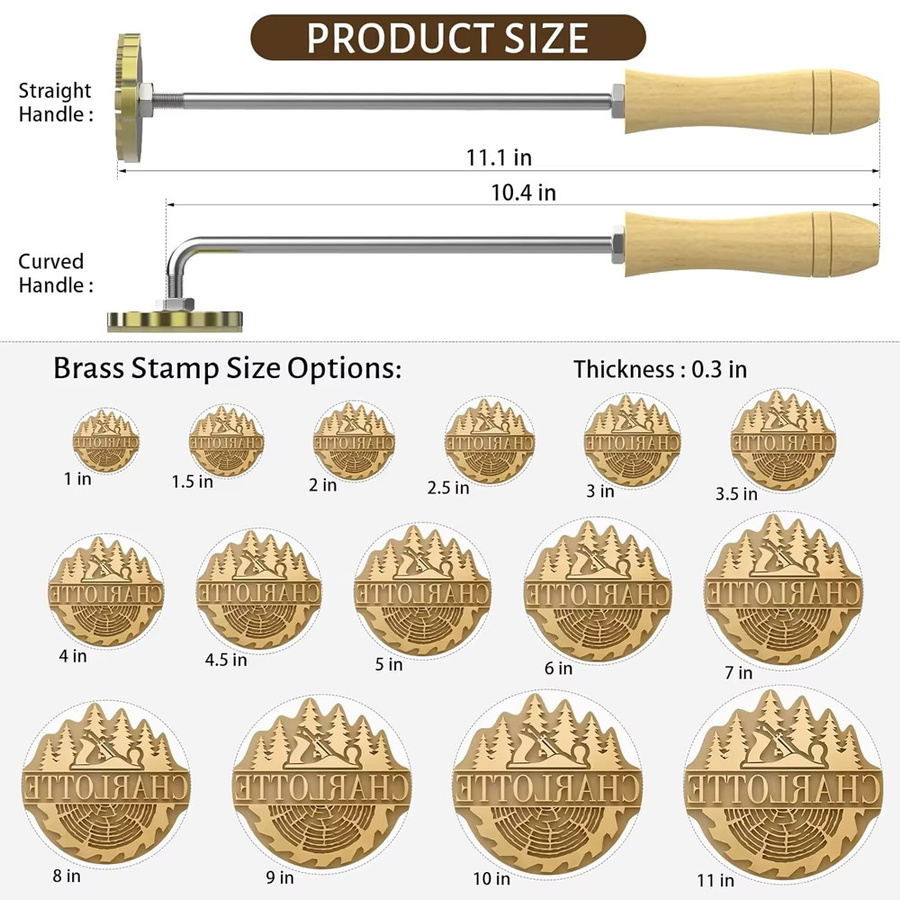 QWELL Personalisierter Brennstempel aus Metall mit individuellem Logo in Gold für Holz, Leder und Fleisch - Bild 3