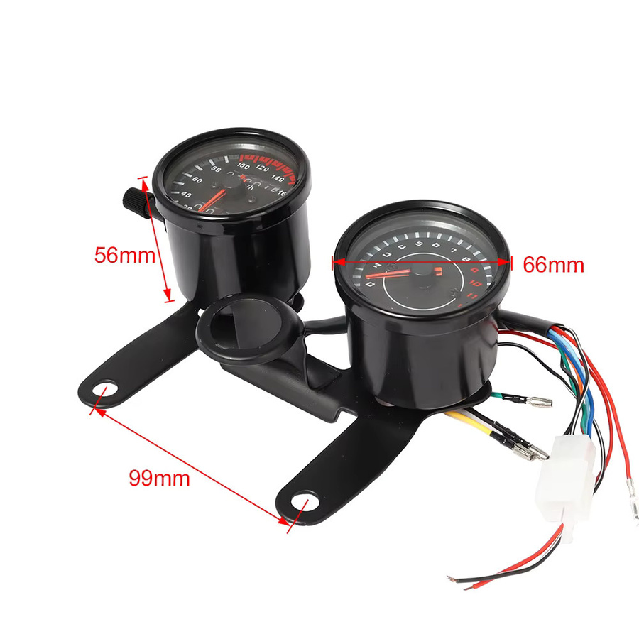 JNYD 2-in-1 Motorrad-Kilometerzähler mit LED-Tachometer und Drehzahlmesser in Schwarz für Cafe Racer - Bild 2
