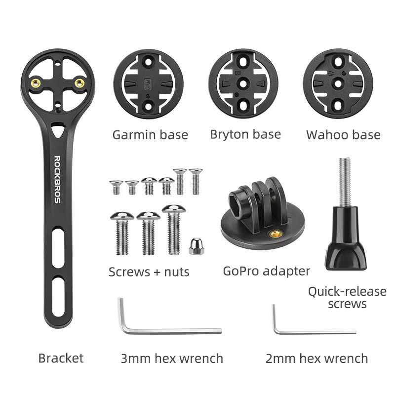 ROCKBROS Fahrradhalterung Basisverlängerung in Schwarz für Garmin Wahoo Bryton sowie GoPro und Licht am MTB oder Rennrad - Bild 3