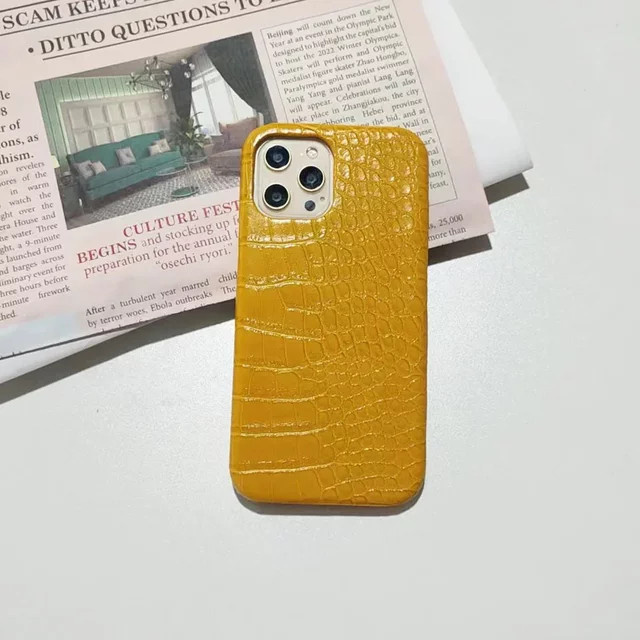 QianYueRui Handyhülle mit Krokodilmuster als Hardcase für iPhone 15, 14 Pro Max, 13, 12 Pro, 11, XS Max in Weiß - Bild 1