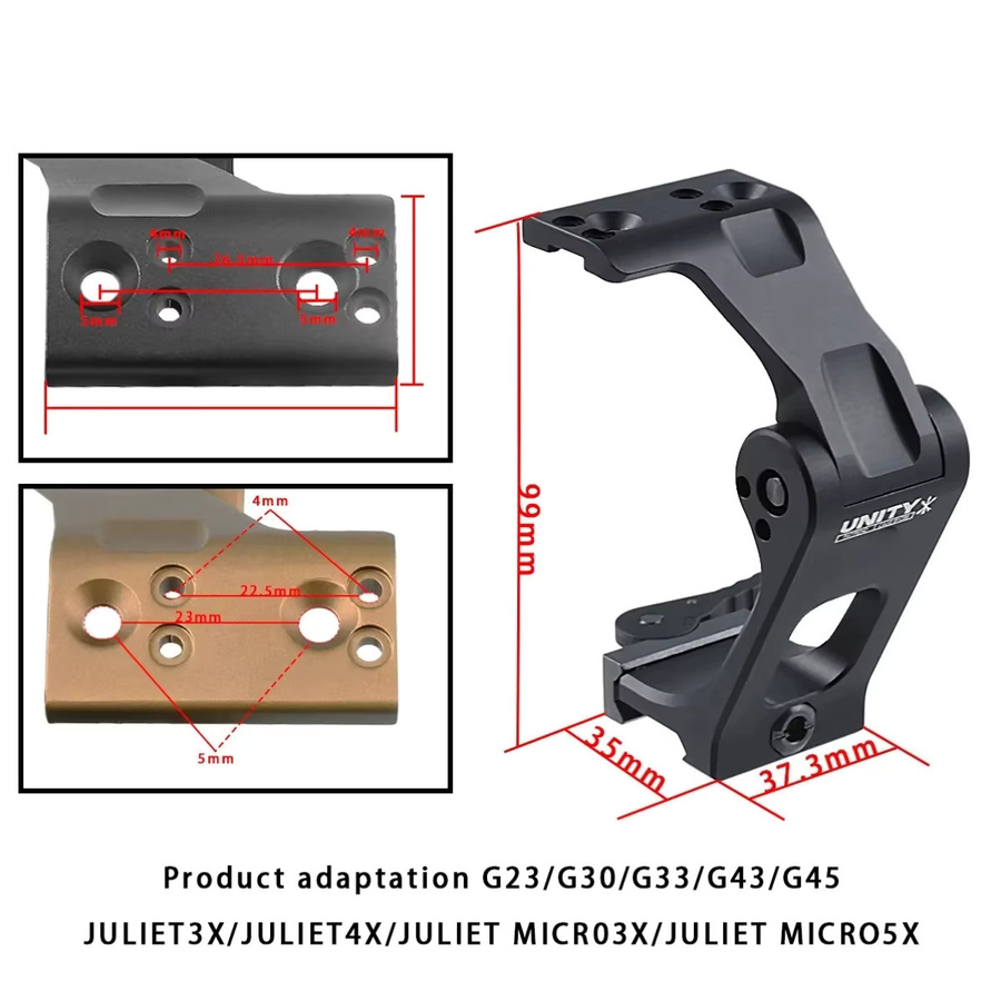 UNITY FAST FTC OMNI Taktische Schnellmontage für Rotpunktvisiere 1,54 und 1,93 Zoll, Erhöhungshalterung aus Aluminium für 20mm Schiene, Schwarz - Bild 5