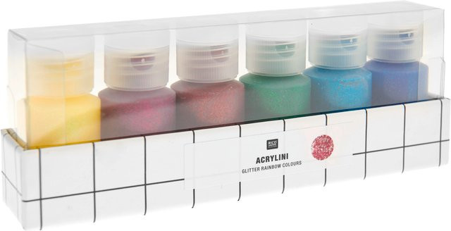 Rico Design Acrylini Acrylfarben Set Glitter Rainbow Colours in Multicolour - Bild 1