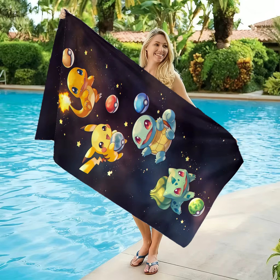 Potdemiel Pokemon Starry Sky Strandtuch mit Pikachu und Kanto Starters in Multicolour - Bild 4