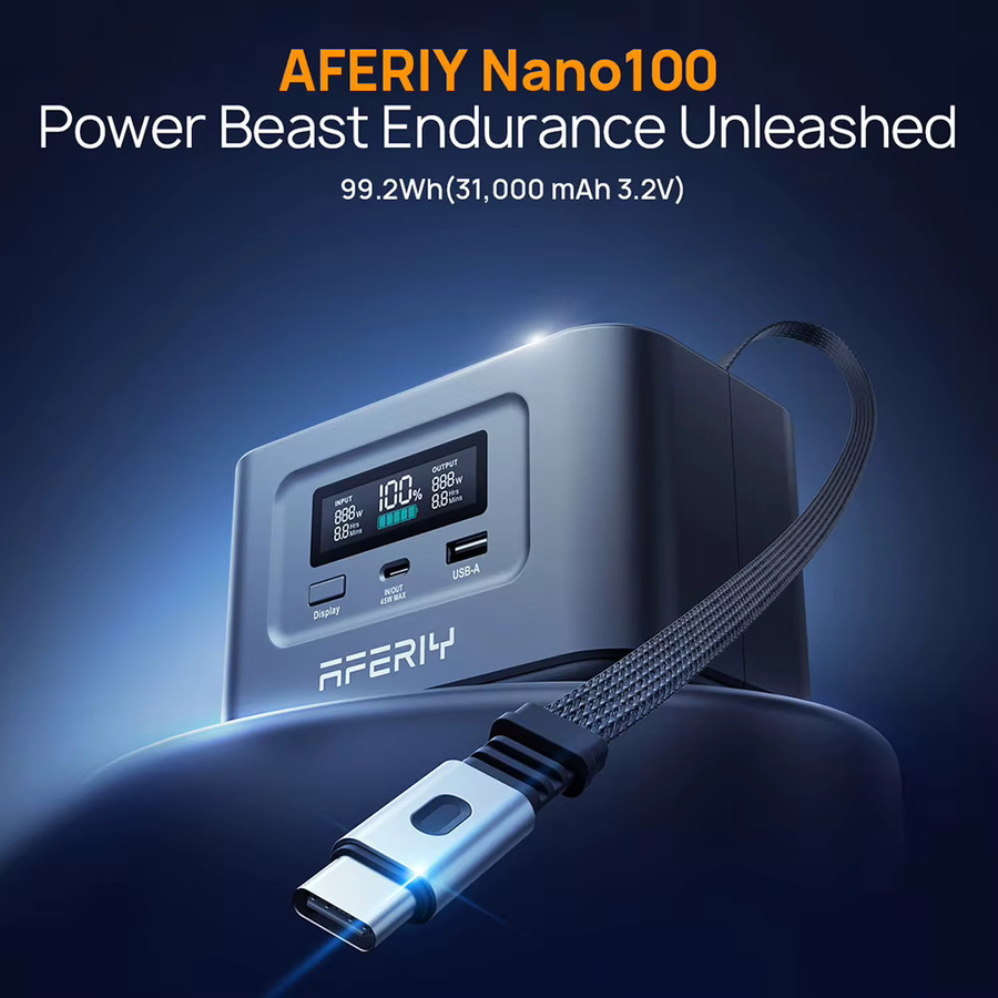 AFERIY Nano100 Tragbare Powerstation 100W 99,2Wh mit LiFePO4 Akku für Outdoor und Flugzeugreisen - Bild 2
