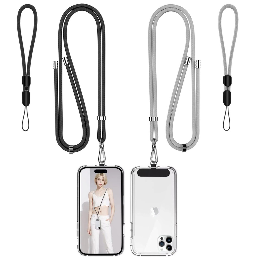 Telefon Tether Tab 360 Grad drehbarer Anti-Drop Lanyard-Clip in Grau für universelle Handyhüllen - Bild 2