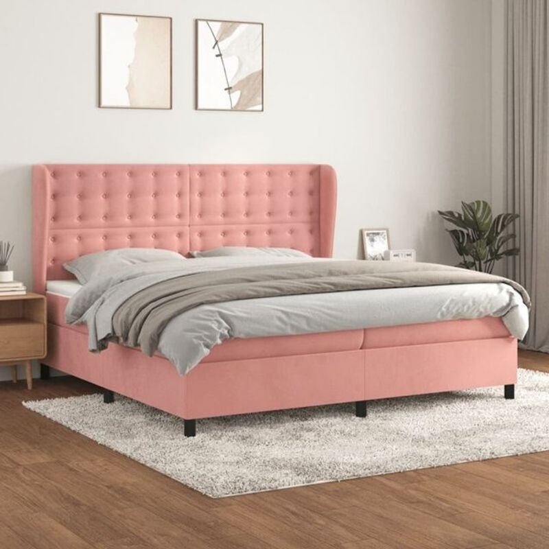 Vidaxl Boxspringbett mit Matratze aus Samt in Rosa B/T: 200 x 200 cm - Bild 1