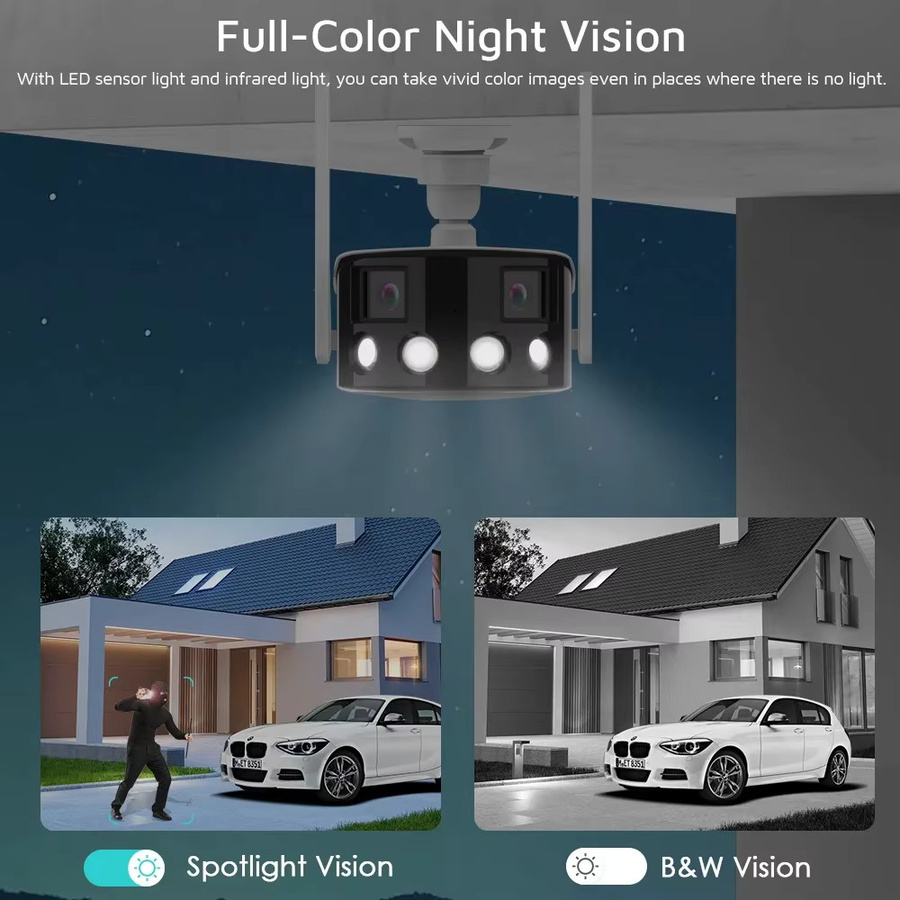 Uzoom 4K Dual-Objektiv WLAN-IP-Kamera mit 180° Ultraweitwinkel Panorama-Sicht, KI-Personenerkennung und Icsee App Unterstützung - Bild 6