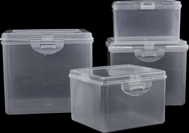 Transparente Aufbewahrungsbox aus Kunststoff mit Deckel als rechteckiger Organizer für Schmuck und Schreibwaren - Bild 1